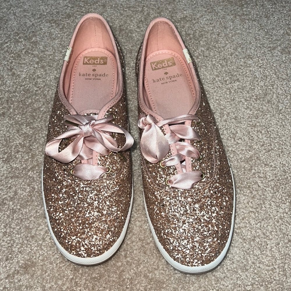 Keds Kate Spade Rose Gold Glitter Shoes